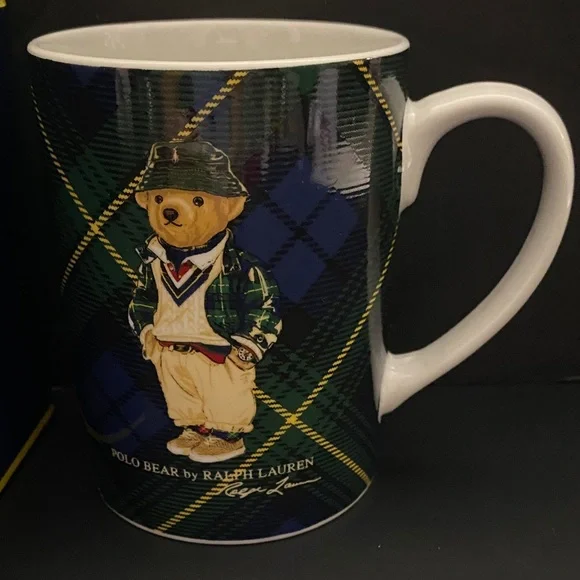 Ralph Lauren Highmoore Plaid Polo Bear Porcelain Coffee Mug, 14oz. NWIB - Picture 4 of 9